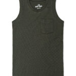 Green Self Stripe Tank Top